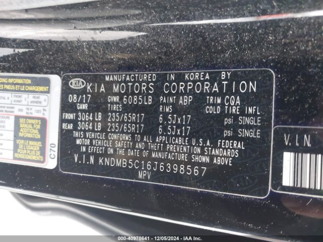 Photo 8 VIN: KNDMB5C16J6398567 - KIA SEDONA 