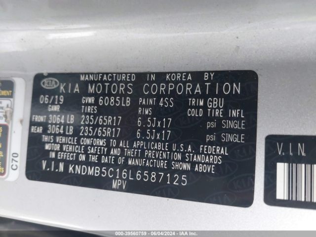 Photo 8 VIN: KNDMB5C16L6587125 - KIA SEDONA 