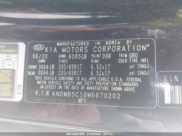 Photo 8 VIN: KNDMB5C16M6670202 - KIA SEDONA 