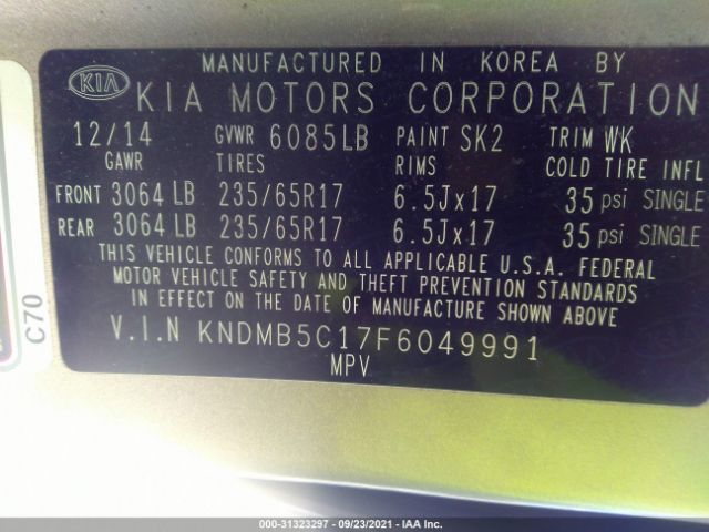 Photo 8 VIN: KNDMB5C17F6049991 - KIA SEDONA 