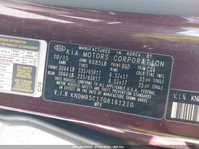 Photo 8 VIN: KNDMB5C17G6161210 - KIA SEDONA 