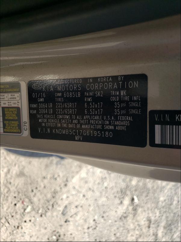 Photo 9 VIN: KNDMB5C17G6195180 - KIA SEDONA LX 