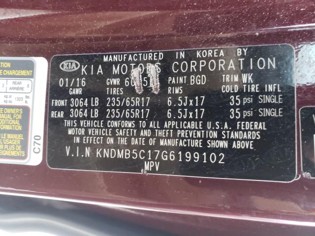 Photo 9 VIN: KNDMB5C17G6199102 - KIA SEDONA LX 