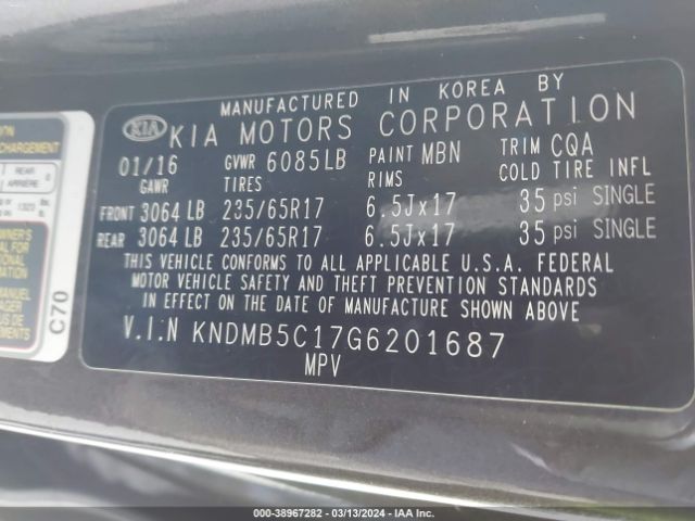 Photo 8 VIN: KNDMB5C17G6201687 - KIA SEDONA 