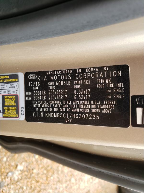 Photo 9 VIN: KNDMB5C17H6307235 - KIA SEDONA LX 