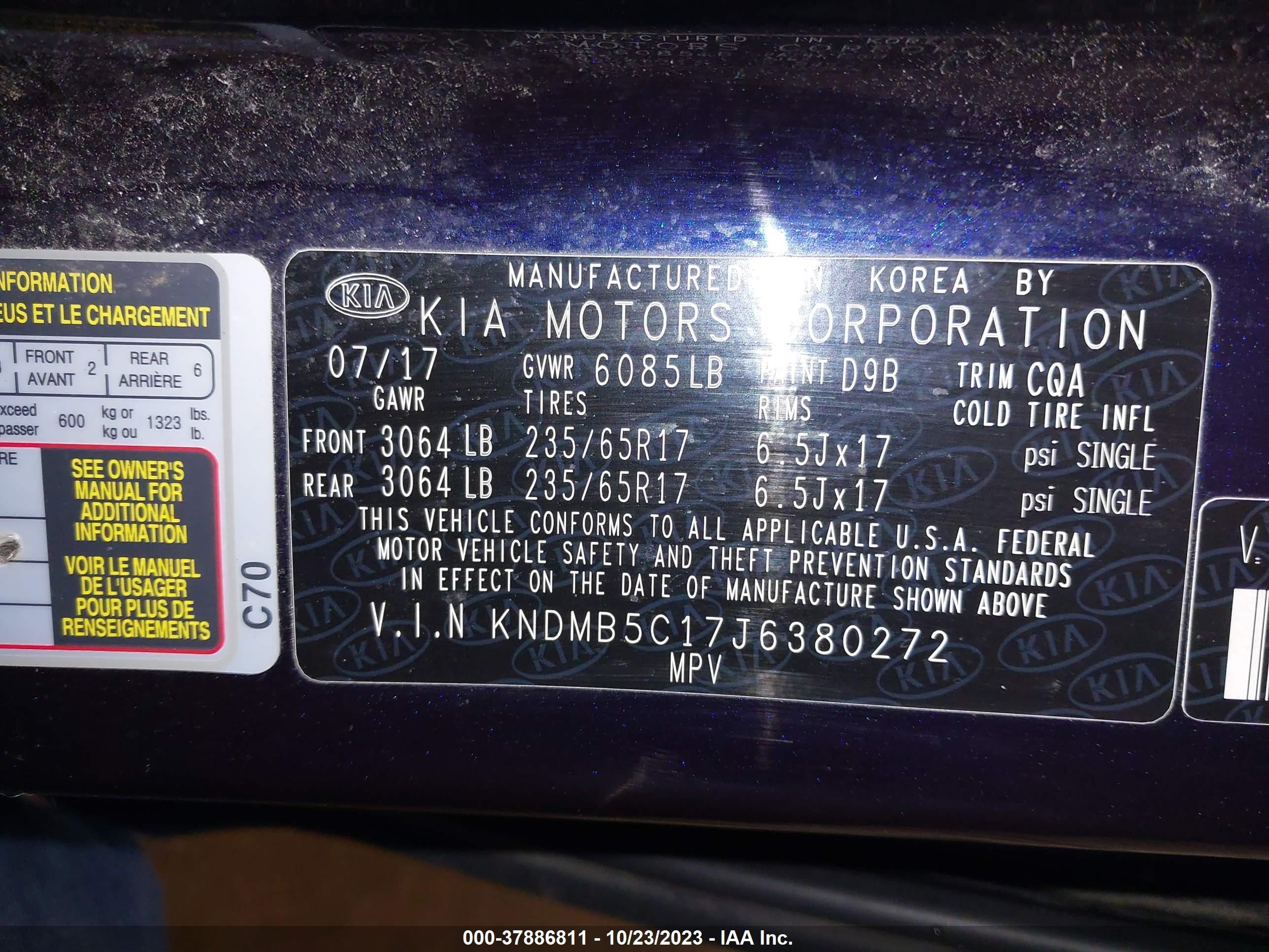 Photo 8 VIN: KNDMB5C17J6380272 - KIA SEDONA 