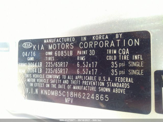 Photo 8 VIN: KNDMB5C18H6224865 - KIA SEDONA 