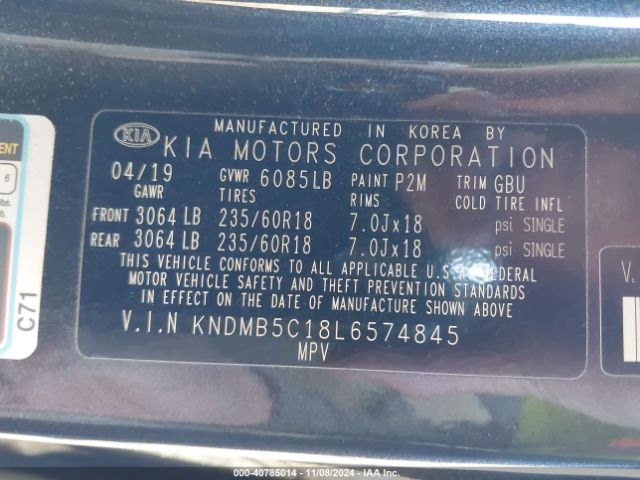 Photo 8 VIN: KNDMB5C18L6574845 - KIA SEDONA 