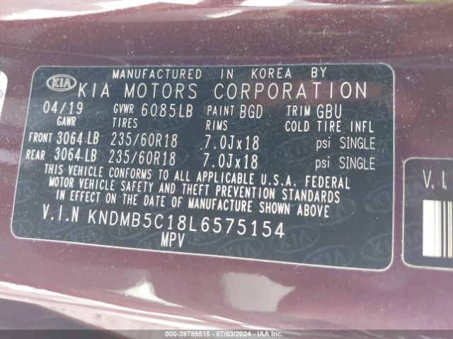 Photo 8 VIN: KNDMB5C18L6575154 - KIA SEDONA 