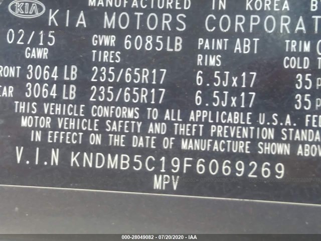 Photo 8 VIN: KNDMB5C19F6069269 - KIA SEDONA 