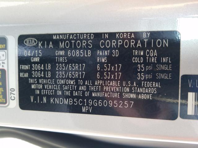 Photo 9 VIN: KNDMB5C19G6095257 - KIA SEDONA LX 