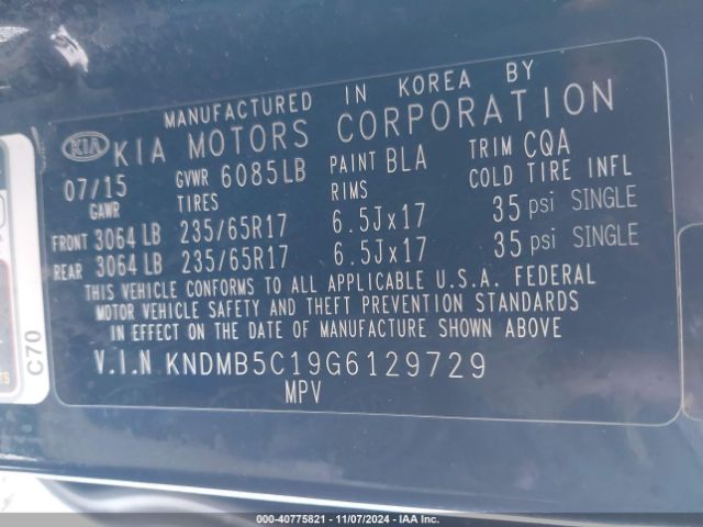 Photo 8 VIN: KNDMB5C19G6129729 - KIA SEDONA 