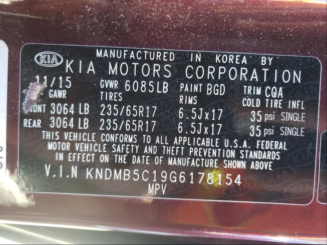 Photo 9 VIN: KNDMB5C19G6178154 - KIA SEDONA LX 