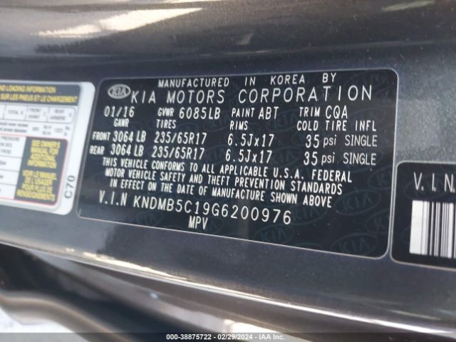 Photo 8 VIN: KNDMB5C19G6200976 - KIA SEDONA 