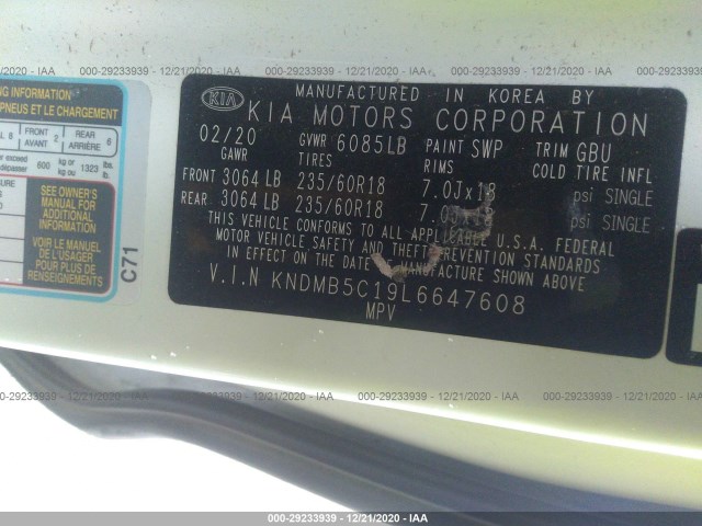 Photo 8 VIN: KNDMB5C19L6647608 - KIA SEDONA 