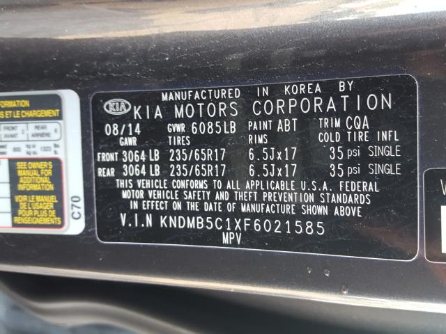 Photo 9 VIN: KNDMB5C1XF6021585 - KIA SEDONA LX 