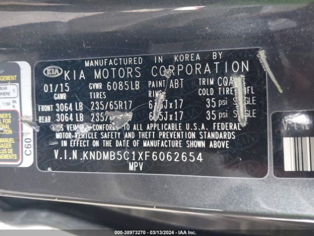 Photo 8 VIN: KNDMB5C1XF6062654 - KIA SEDONA 