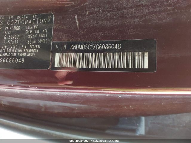 Photo 8 VIN: KNDMB5C1XG6086048 - KIA SEDONA 