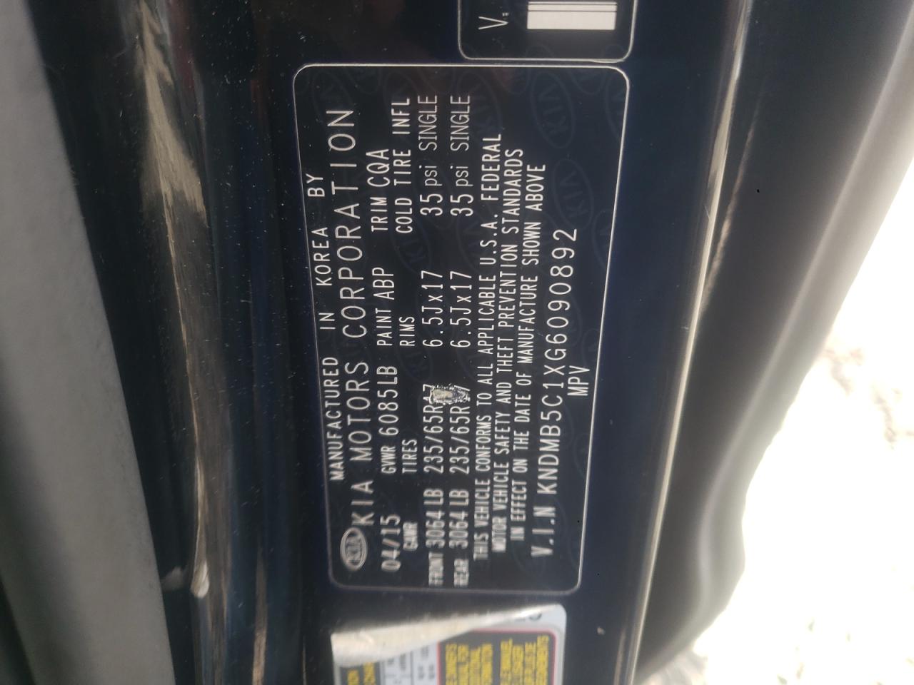 Photo 11 VIN: KNDMB5C1XG6090892 - KIA SEDONA 