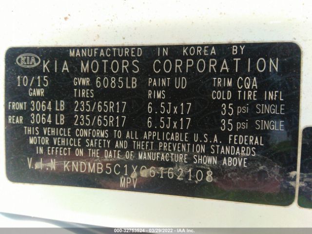 Photo 8 VIN: KNDMB5C1XG6162108 - KIA SEDONA 