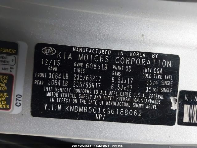 Photo 8 VIN: KNDMB5C1XG6188062 - KIA SEDONA 