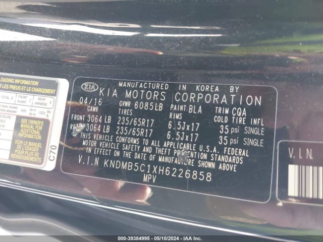 Photo 8 VIN: KNDMB5C1XH6226858 - KIA SEDONA 