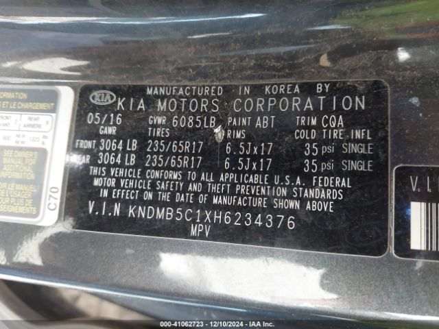 Photo 8 VIN: KNDMB5C1XH6234376 - KIA SEDONA 