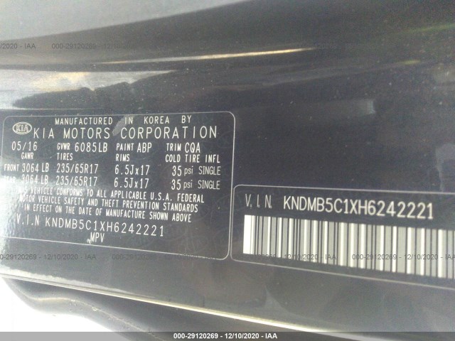 Photo 8 VIN: KNDMB5C1XH6242221 - KIA SEDONA 