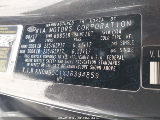 Photo 8 VIN: KNDMB5C1XJ6394859 - KIA SEDONA 