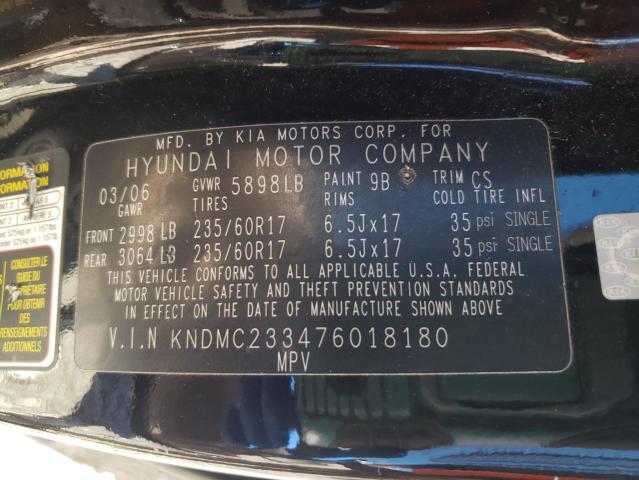 Photo 12 VIN: KNDMC233476018180 - HYUNDAI ENTOURAGE 