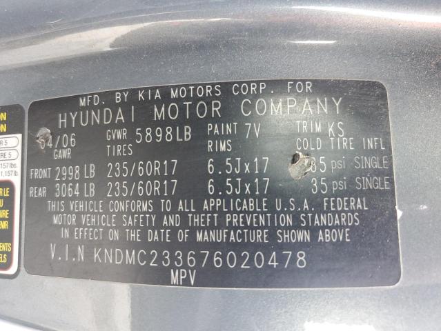 Photo 12 VIN: KNDMC233676020478 - HYUNDAI ENTOURAGE 