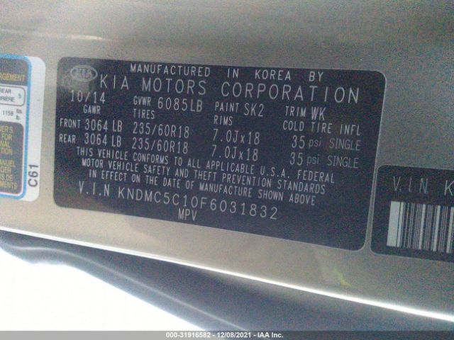 Photo 8 VIN: KNDMC5C10F6031832 - KIA SEDONA 