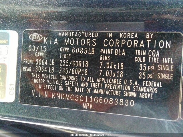 Photo 8 VIN: KNDMC5C11G6083830 - KIA SEDONA 