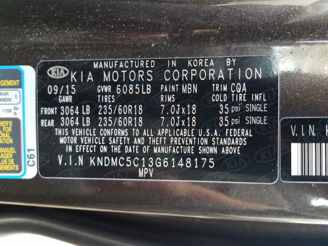 Photo 9 VIN: KNDMC5C13G6148175 - KIA SEDONA EX 