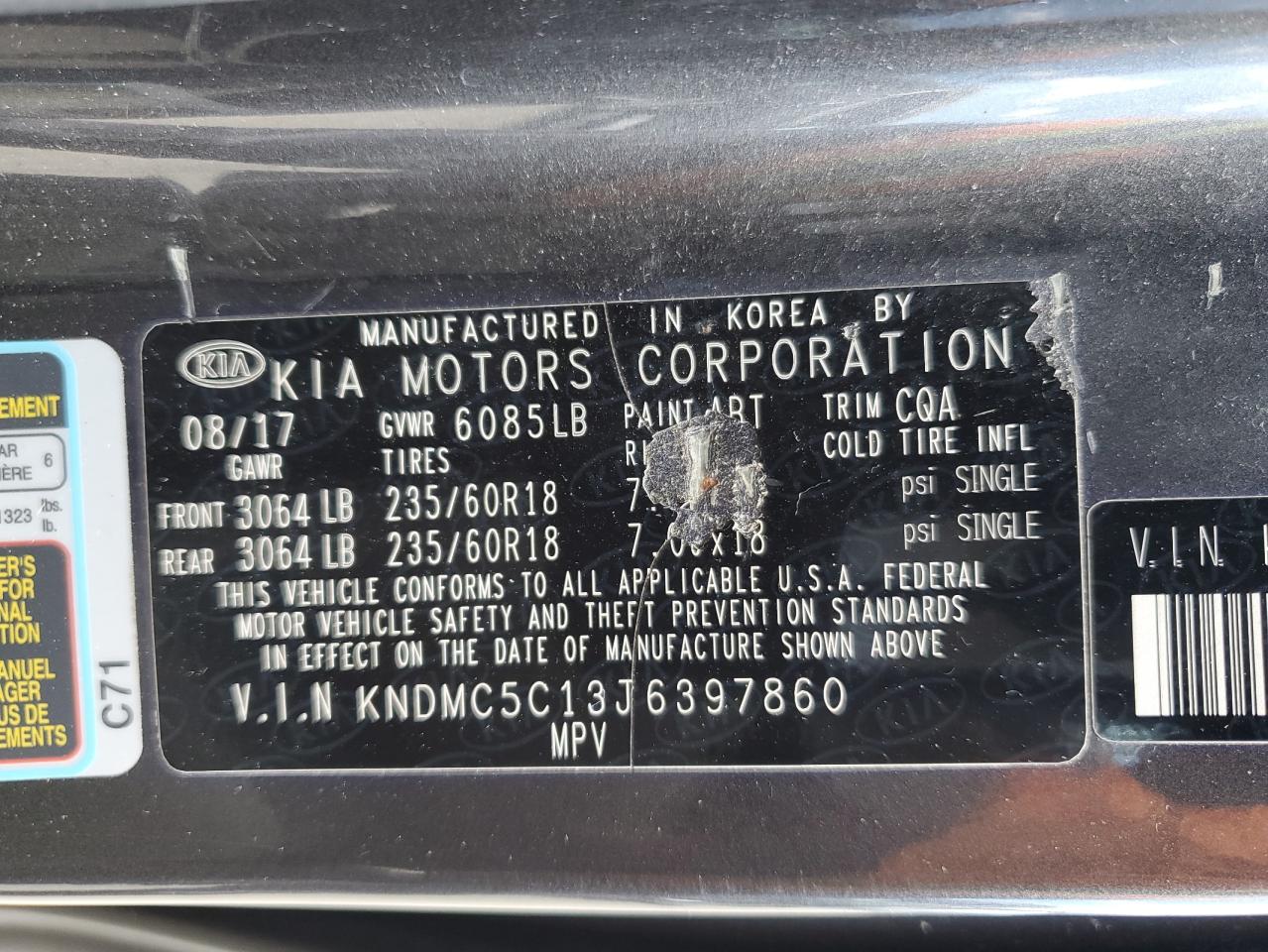 Photo 12 VIN: KNDMC5C13J6397860 - KIA SEDONA 