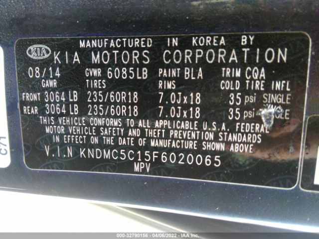 Photo 8 VIN: KNDMC5C15F6020065 - KIA SEDONA 