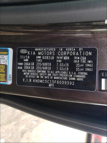 Photo 9 VIN: KNDMC5C15F6039392 - KIA SEDONA EX 