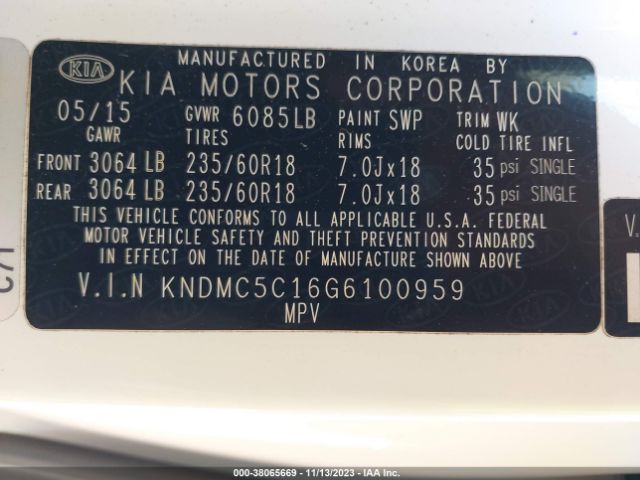 Photo 8 VIN: KNDMC5C16G6100959 - KIA SEDONA 