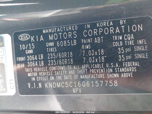 Photo 8 VIN: KNDMC5C16G6157758 - KIA SEDONA 