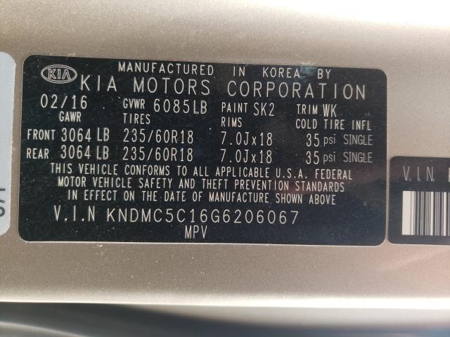 Photo 9 VIN: KNDMC5C16G6206067 - KIA SEDONA EX 