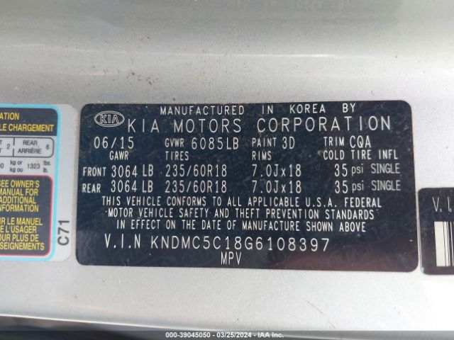 Photo 8 VIN: KNDMC5C18G6108397 - KIA SEDONA 