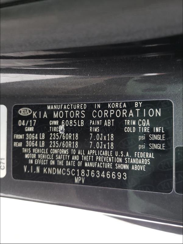 Photo 9 VIN: KNDMC5C18J6346693 - KIA SEDONA EX 