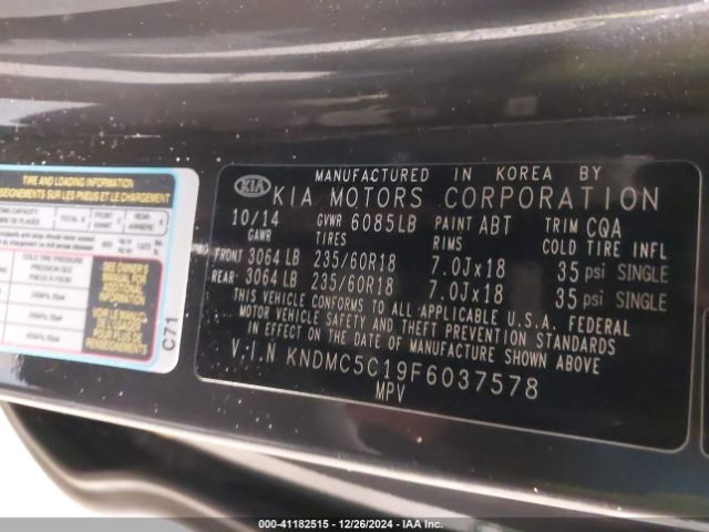 Photo 8 VIN: KNDMC5C19F6037578 - KIA SEDONA 