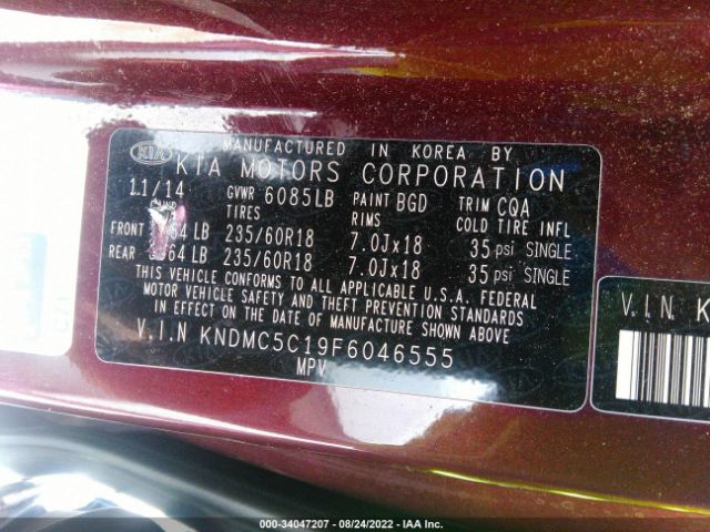 Photo 8 VIN: KNDMC5C19F6046555 - KIA SEDONA 