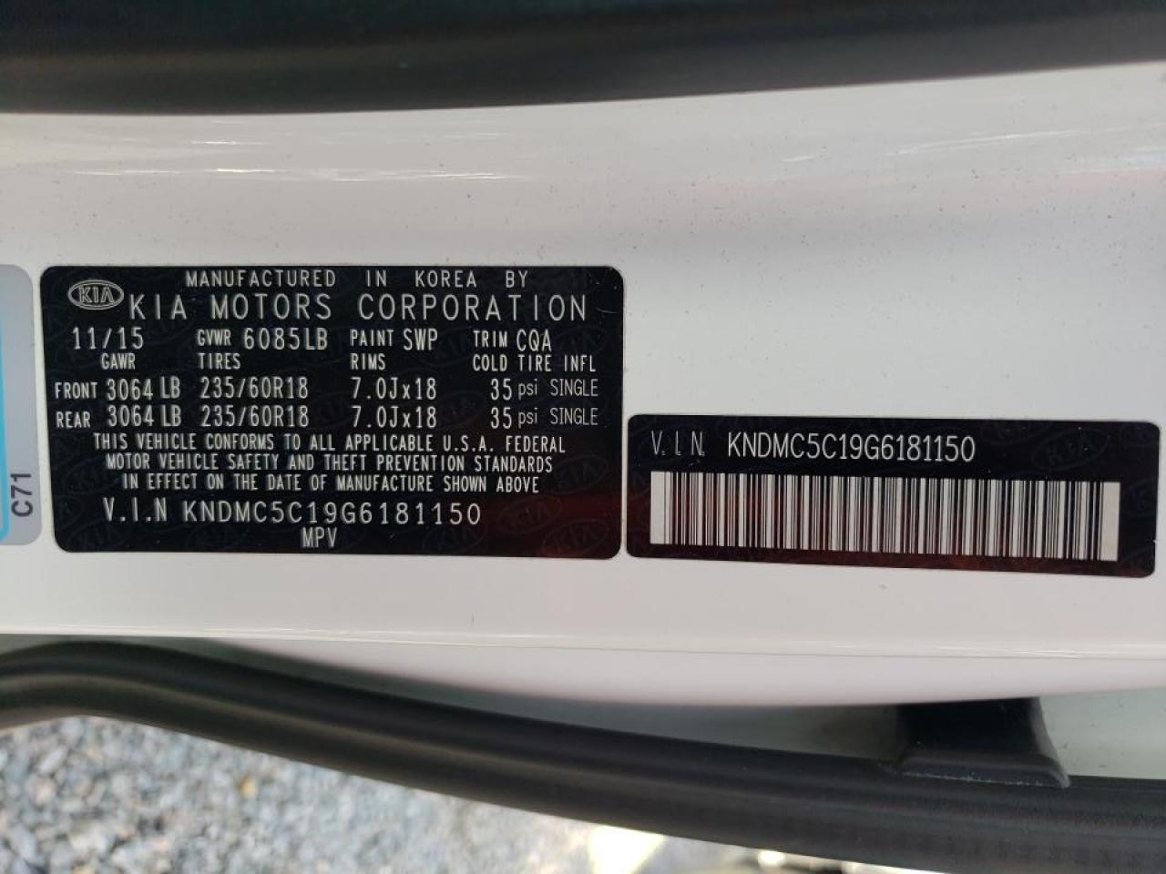 Photo 12 VIN: KNDMC5C19G6181150 - KIA SEDONA 