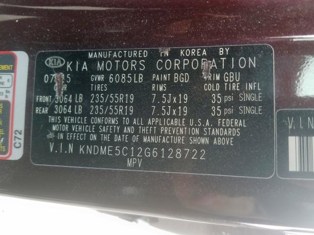 Photo 9 VIN: KNDME5C12G6128722 - KIA SEDONA SXL 