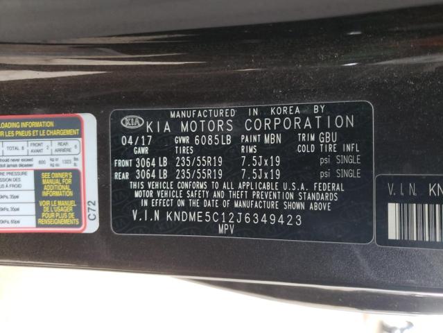 Photo 9 VIN: KNDME5C12J6349423 - KIA SEDONA SXL 