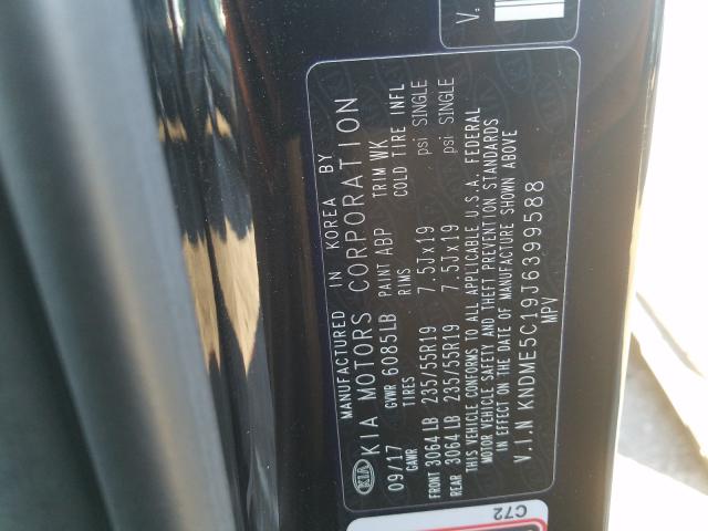 Photo 9 VIN: KNDME5C19J6399588 - KIA SEDONA SXL 