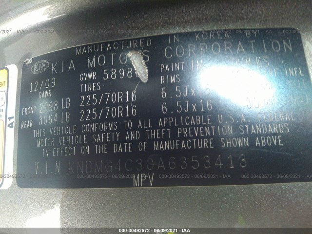 Photo 8 VIN: KNDMG4C30A6353413 - KIA SEDONA 