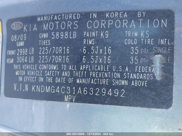 Photo 8 VIN: KNDMG4C31A6329492 - KIA SEDONA 